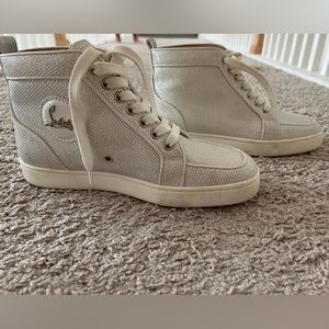 Christian Louboutin Rantus Orlato Women’s Flat Glitter - Edelweiss/ White